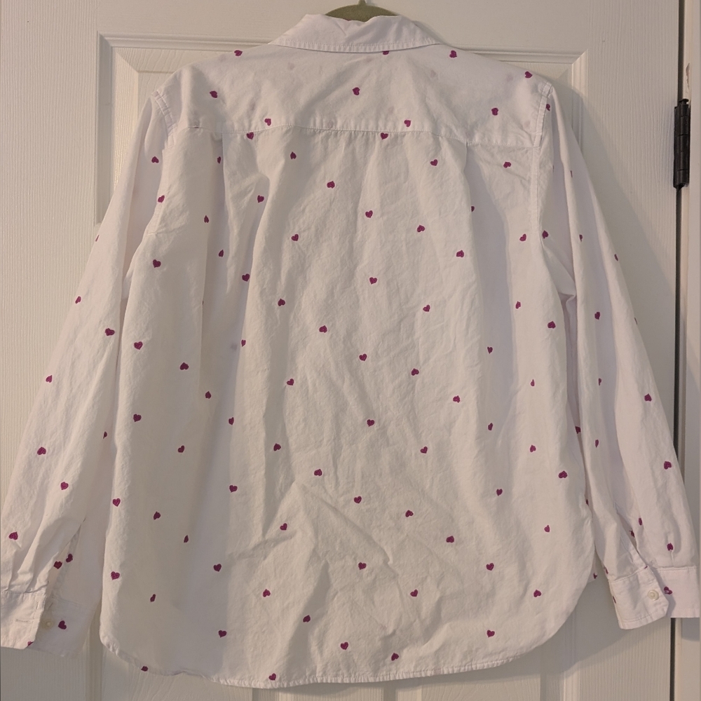 White Button-Up Shirt with Pink Accents - Picture 5 of 6